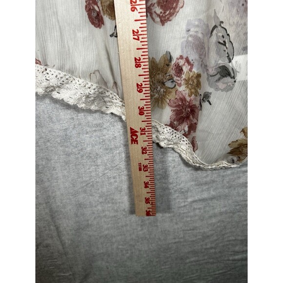 MASON + MACKENZIE Floral Sheer Open Blouse Coverup Womens SZ S Embroidered Trim - Picture 6 of 7